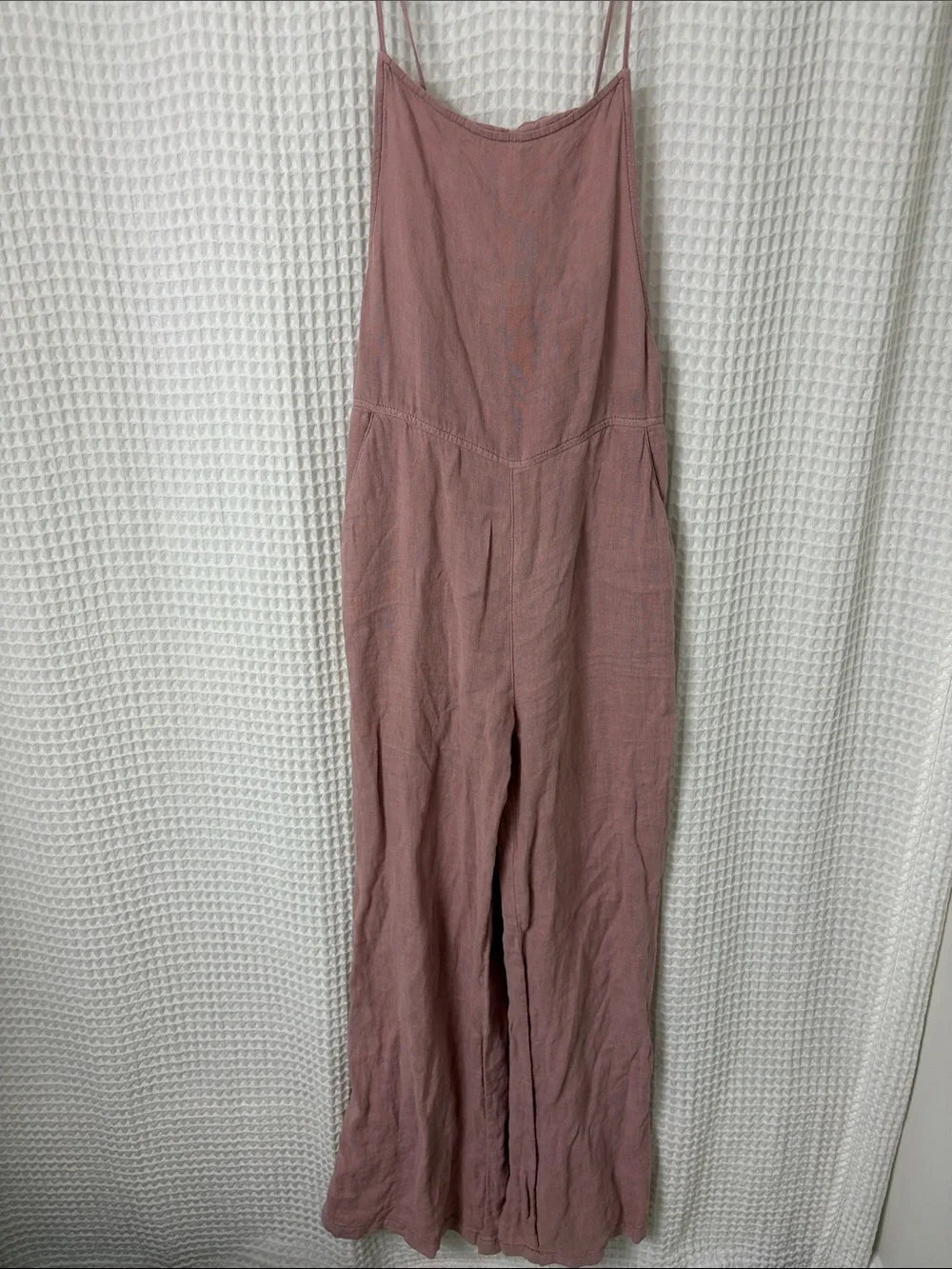 BDG Corin Strappy Dungarees Overalls Jumpsuit Pink Linen Medium - Picture 5 of 11